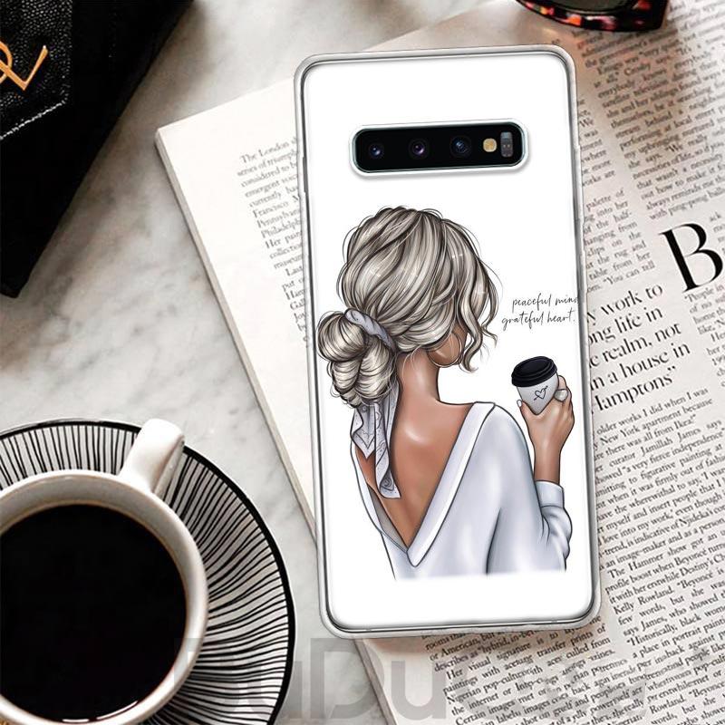 Princess Female Boss Coffee Cover For Samsung Galaxy M12 M21 M30S M31 M32 Phone Case M51 M52 Note 20 Ultra 10 Plus 9 8 J4 J6 + J