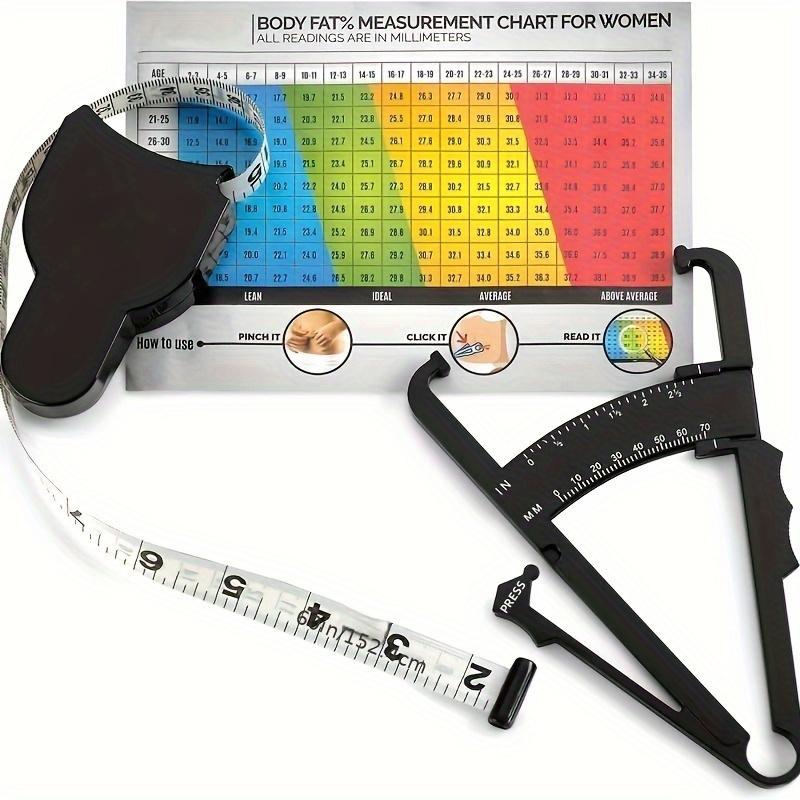 Body Fat Measurement Set Handheld Caliper Tape Measure Combo Plastic Fitness Tool Men Women Portable No Battery Needed