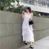 (with Lining) Lace Lace Suspender Dress Dress Women's Summer White Cake Dress Medium and Long A-shaped Skirt
