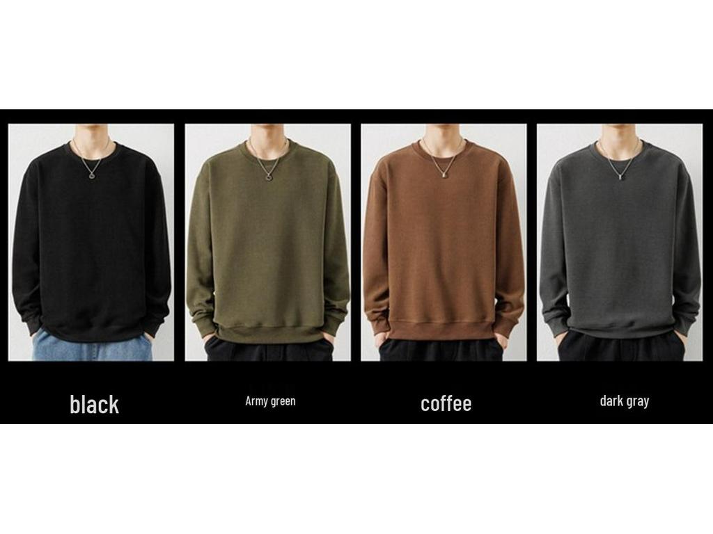 Woodpecker Men's Waffle Knit Long Sleeve T-Shirt - Round Neck, Thick Cotton, Versatile Casual Base Layer for Spring and Autumn