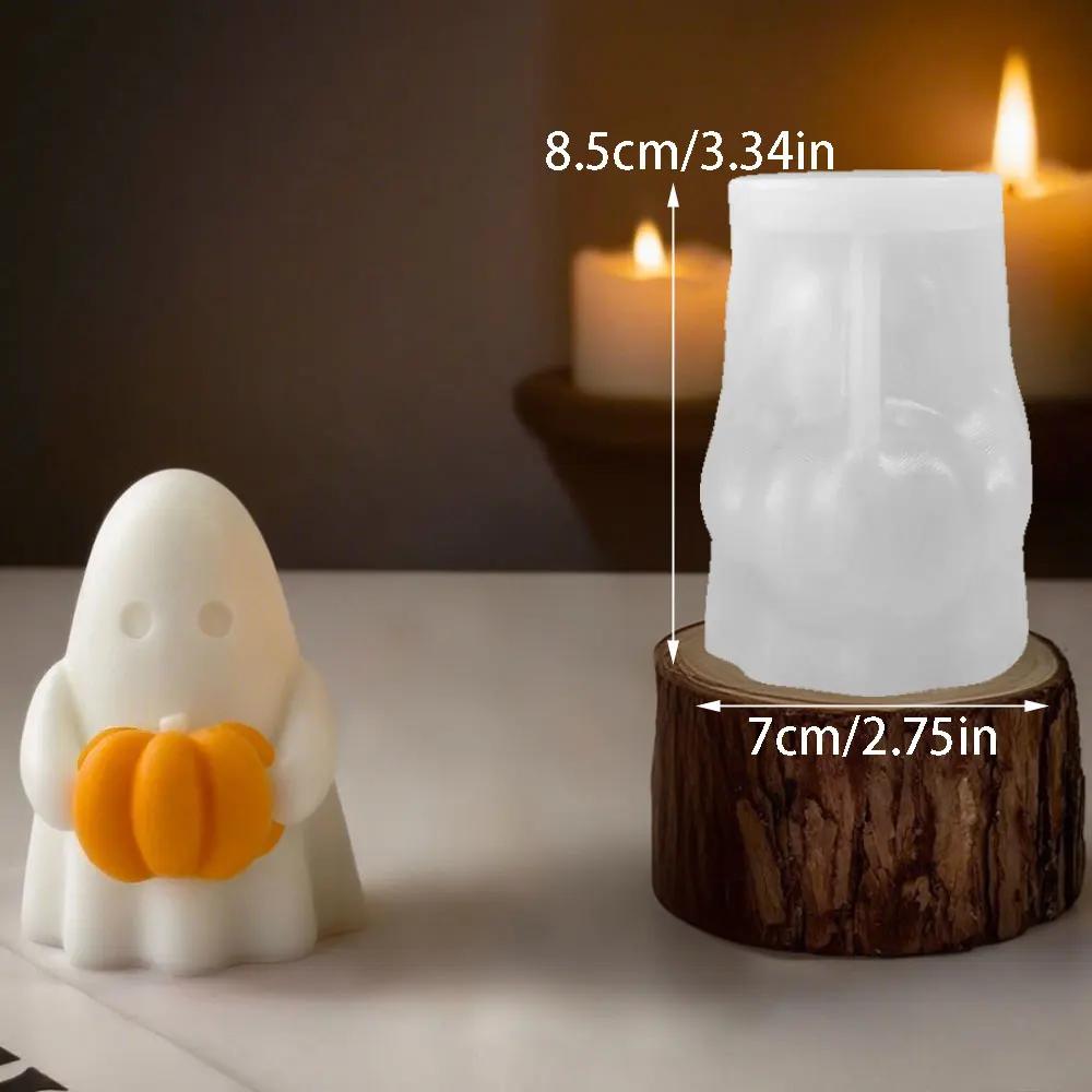 Cute Pumpkin Ghost Scented Candle Silicone Mould 3D Halloween Wax Candle Making Supplies DIY Painting Gypsum Clay Resin Mold Handmade Craft Home Decor