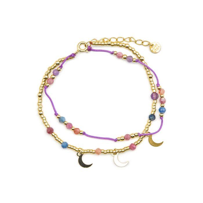 Bracelet - Kapac - Argent 925 - Or 18k - Cristaux Multicolores - 16cm + 3cm D'extension