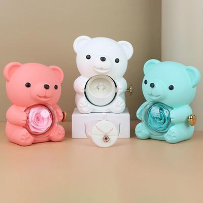 Preserved Rose Hug Bear Gift Box with Handbag Eternal Flower Rotating Bear
