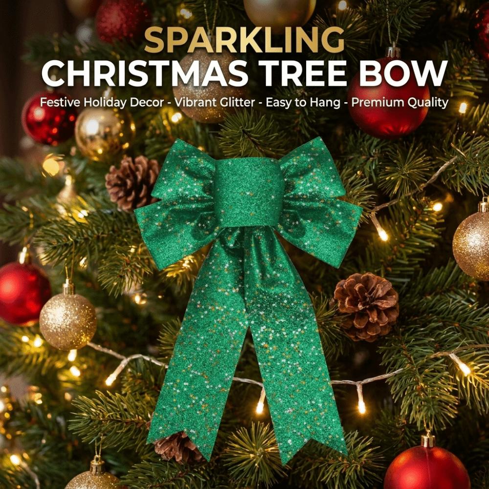 Sparkling Xmas Tree Bowknot Ornament Creative Christmas Hanging Decoration  Xmas Party Supplies