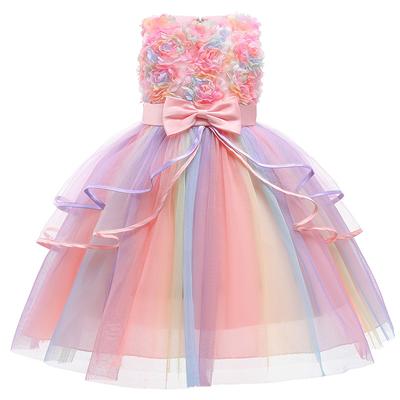 Wedding Dress New Girl Prom Dress Elegant Princess Dress Sleeveless Colorful Tulle Kids Formal Dresses For Girls Costume Summer Dress