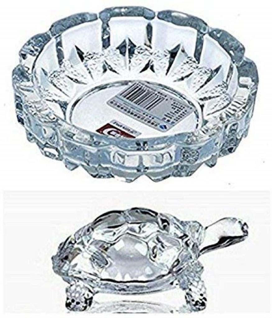 Feng Shui Crystal Tortoise, Turtle With Crystal Plate For Lucky - Transparent