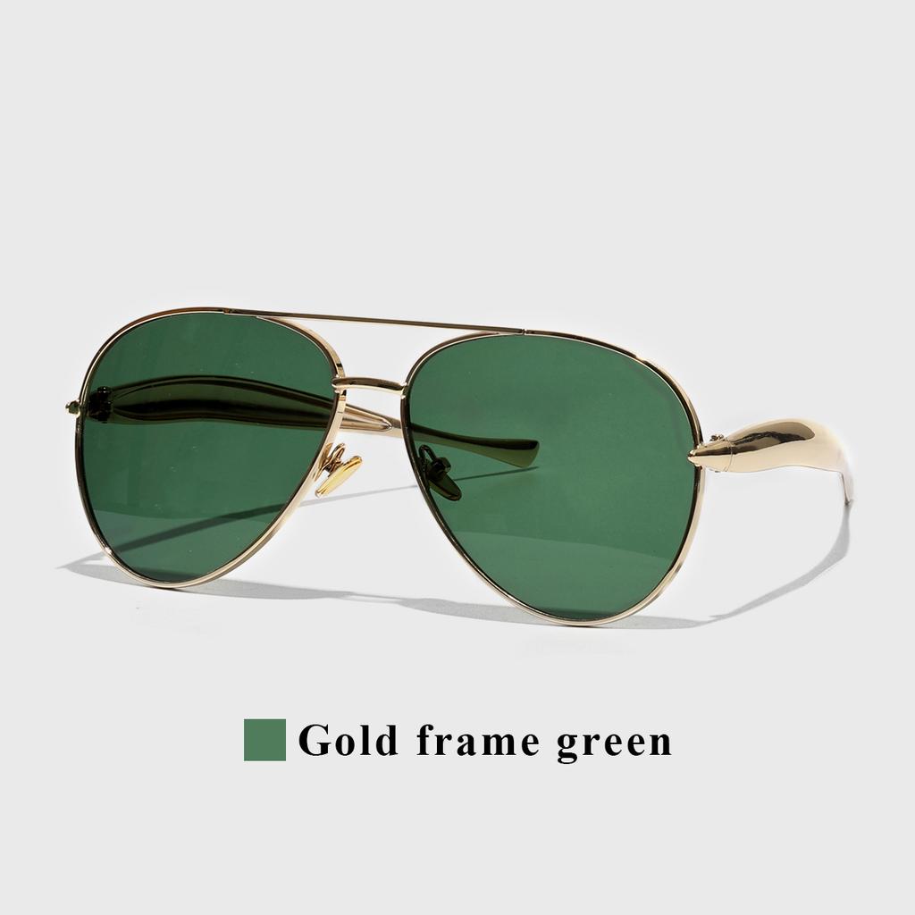 Ruiao Women's Oversized Pilot Sunglasses Gold Metal Frame UV400 Luxury Vintage Shades Designer Fashion Accessories