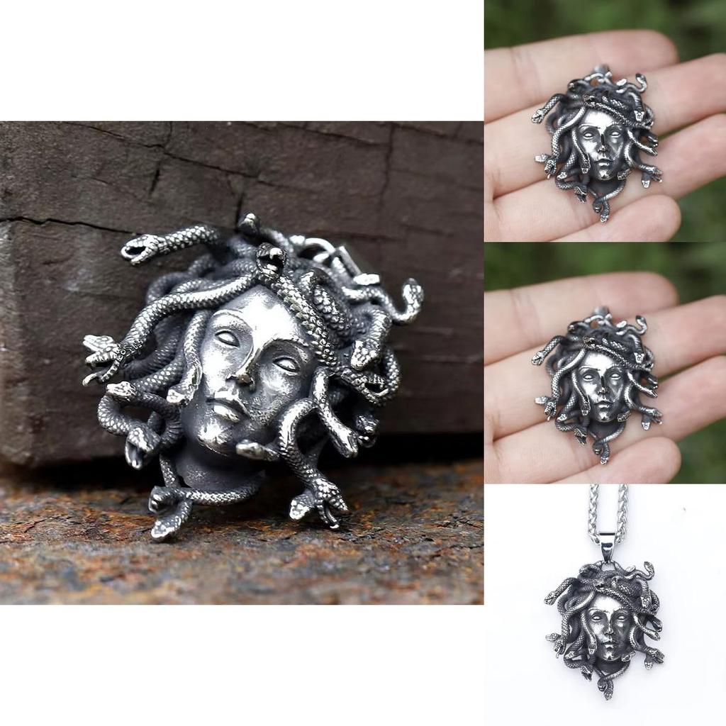 Medusa Mythologie Halskette mit Schlangenanhänger aus Zinklegierung für Gothic-Mode-Enthusiasten