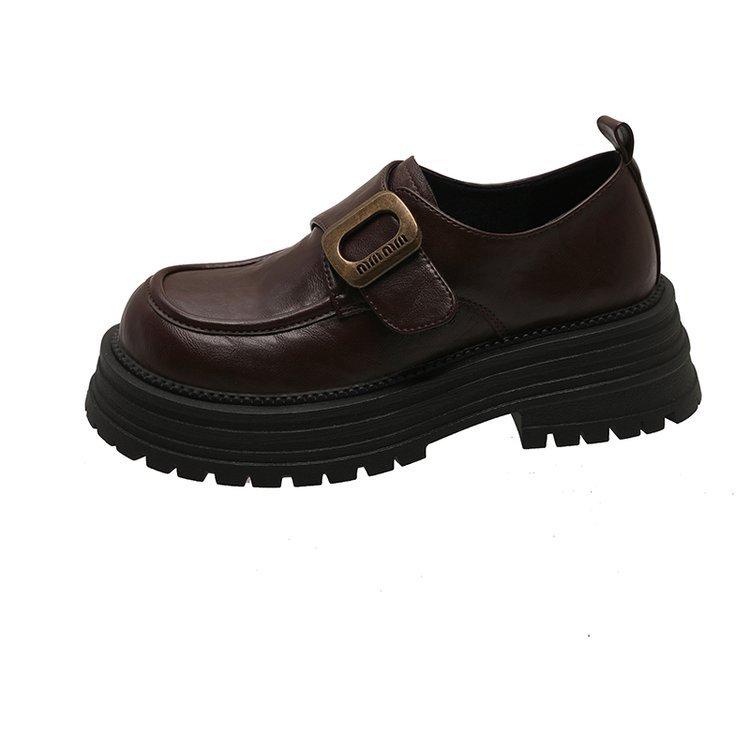 

[Armano] Весенне-осенние новые ретро туфли на платформе из маленькой кожи в японском студенческом стиле увеличивают рост, универсальные лоферы, одинарная обувь 40 коричневый