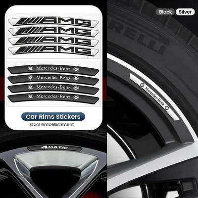 4 Peças Estilo Carro Aro de Roda Alumínio Adesivo Calcomanias de Cubo de Roda Para Mercedes Benz AMG A B C E G CLA C63 C63S E53 GT SLK W176