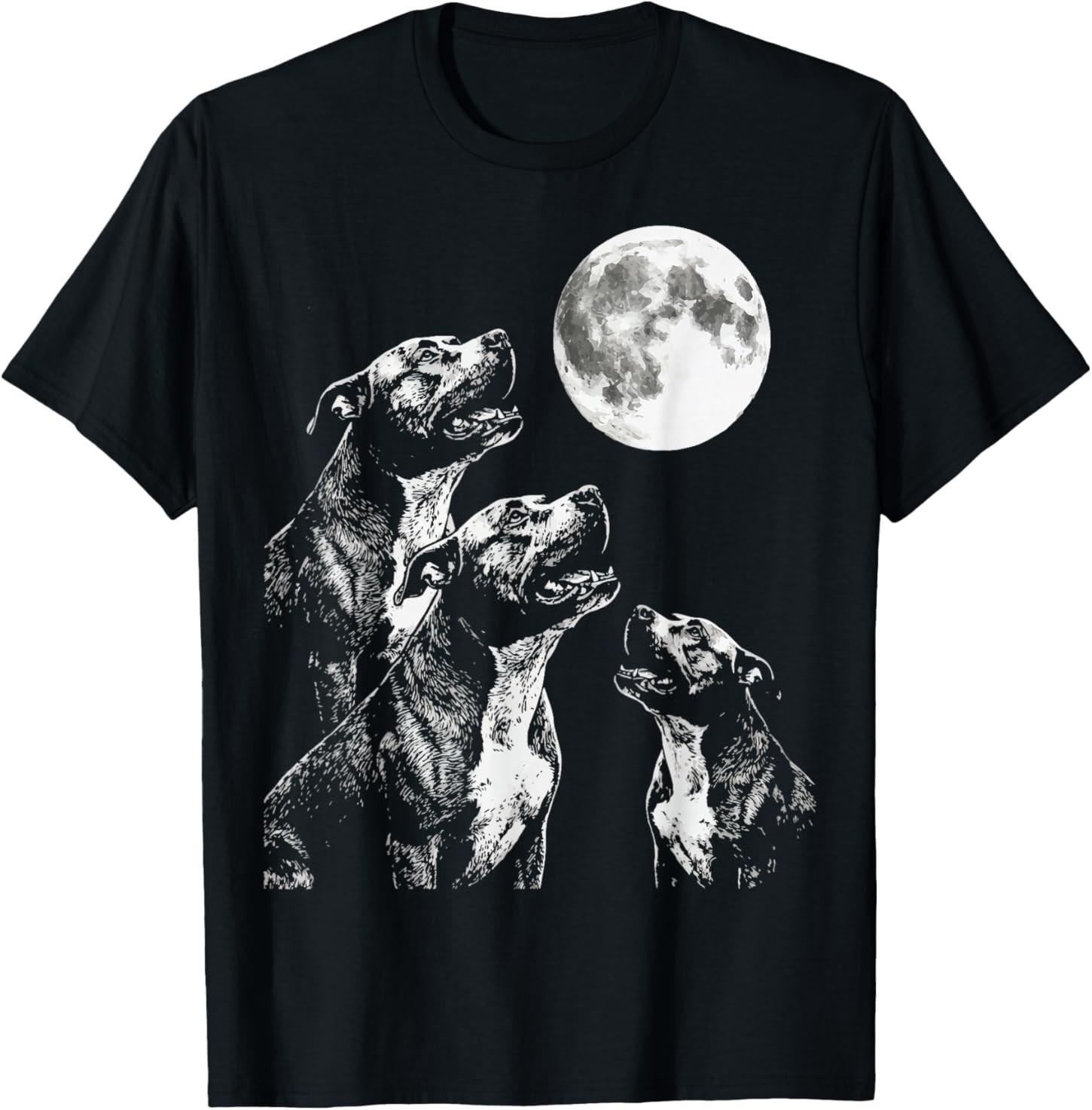 Pit Bull Howling At Moon Pitbull T-Shirt S разноцветный