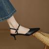 Fashion 2025 Summer Sandals Genuine Leather Fashion Women Shoes Pointed Toe High Heel Women Pumps Cover Toe Sandals for Women Handmade