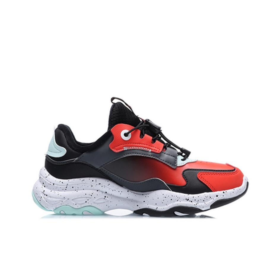 Li Ning Kids Fleece Casual Sports Shoes Kids Sneakers Black Red YKCQ224-21