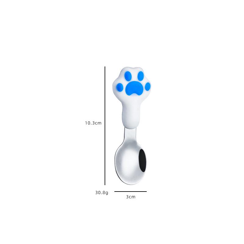 Juego de Cubiertos de Acero Inoxidable 304 con Forma de Pata de Gato: Lindo Juego de Cuchara y Tenedor para Oficina, Estudiante o Picnic - Portátil de Dos Piezas