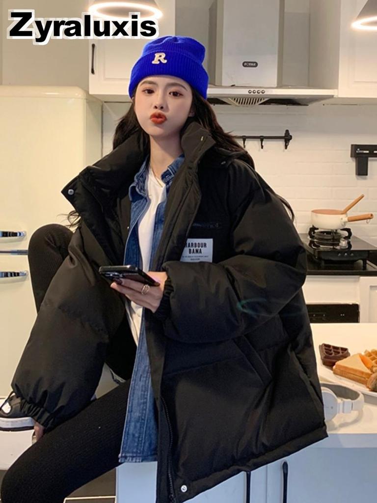 Women's Down Cotton Jacket Winter Thickened Cotton Padded Coat Korean Loose Small Size Cotton Clothing Outerwear