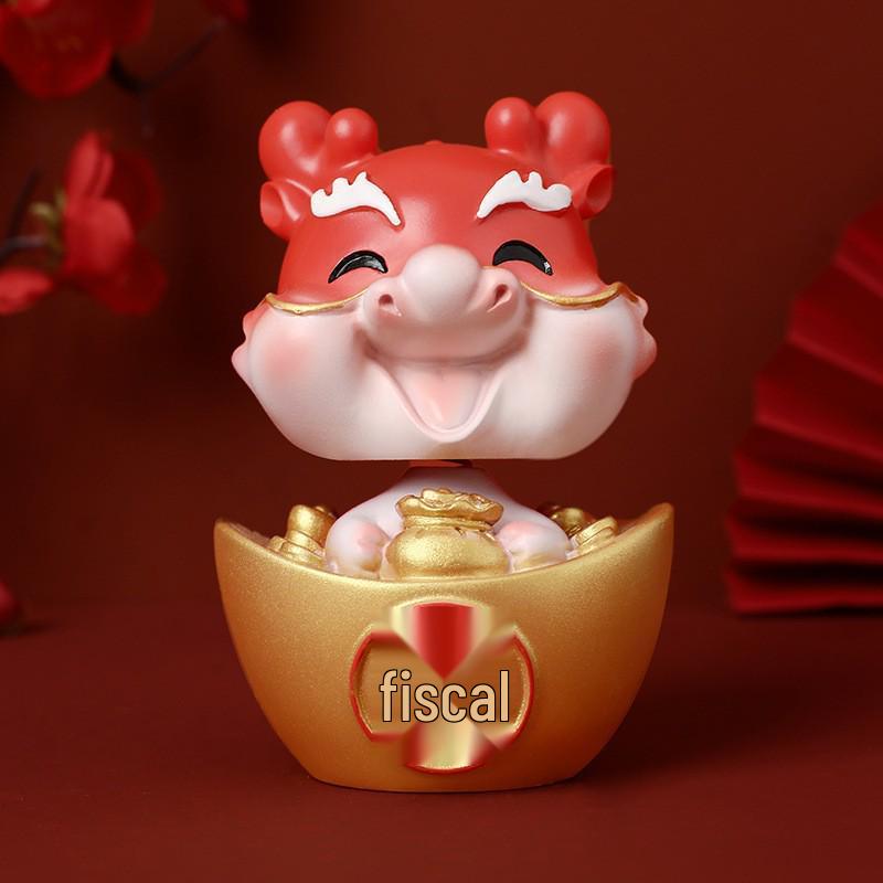 Creative Cartoon God of Wealth Figurine for Car Dashboard or Office - New Year Dragon Decoration and Gift