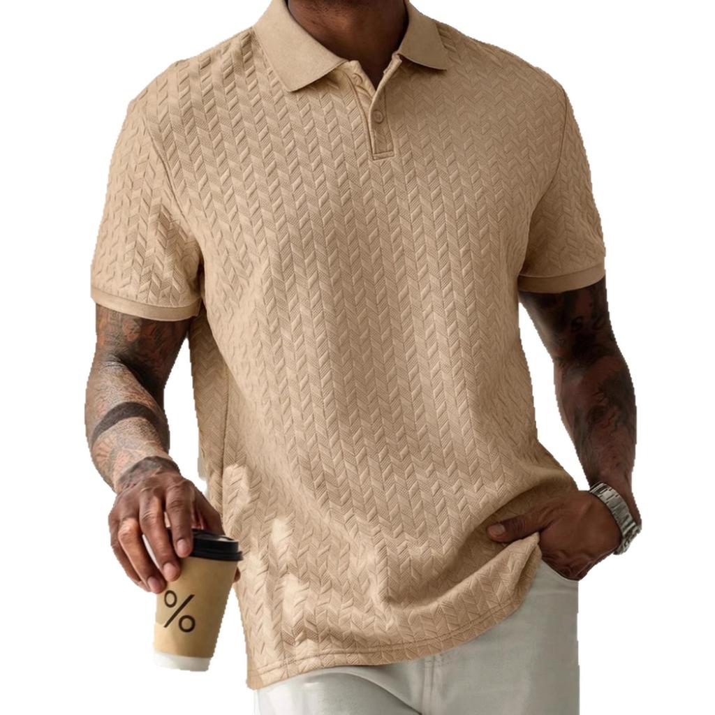 Men's plain-coloured polo shirt with a turn-down collar, front buttons and short sleeves – a casual, everyday T-shirt