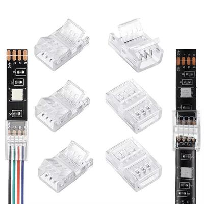 2Pin 3Pin 4Pin 5Pin LED Strip Connector 10MM Solderless Crystal Buckle for Light Strip Head Transparent