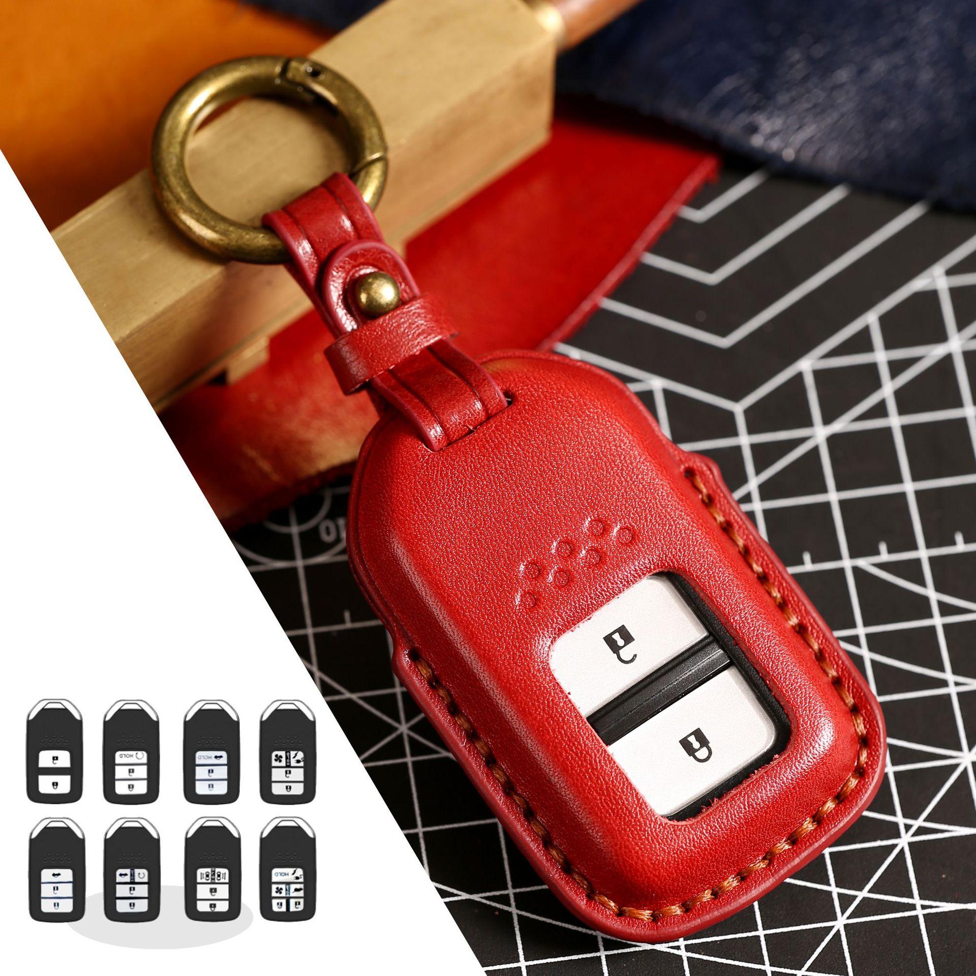

Applicable Honda Key Case Fit Civic Accord Xrv Crown Jade Crv Bizhi Leather U Car Key Case красный