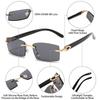 Men Women Eyewear UV400 Rimless Rectangle Sunglasses Fashion Shades Punk Sunglasses Driving Sun Glasses