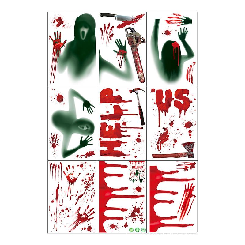 Halloween bloodstains electrostatic window stickers window glass door bathroom door blood handprint footprint