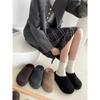 Small inner height increase thick-soled Birkenstocks high-end fluffy shoes lazy autumn and winter bag head half slippers single shoes