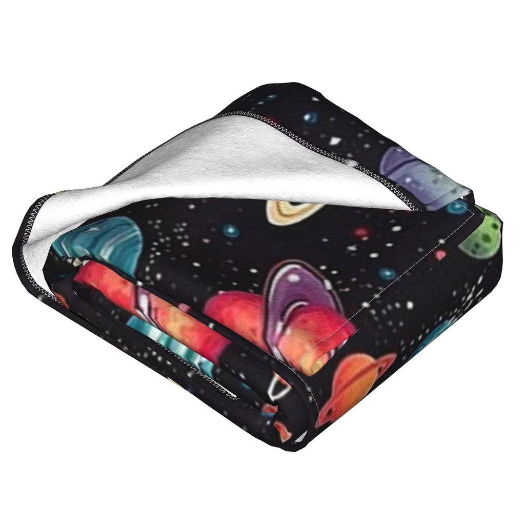 Flannel Throw Blanket Solar System Space Planets Universe Warm Plush Blankets Soft Bedspread for Bed Living Room Home Picnic