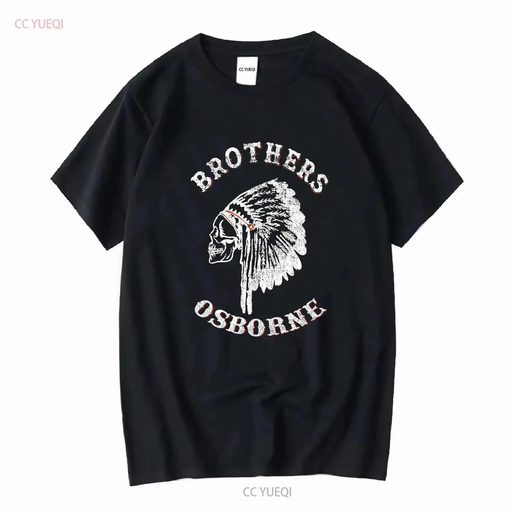 Brothers Osborne Skull Indian Headdress Men's T shirt Size Large vintage Washed streetwear designer clothes Comfortable homme