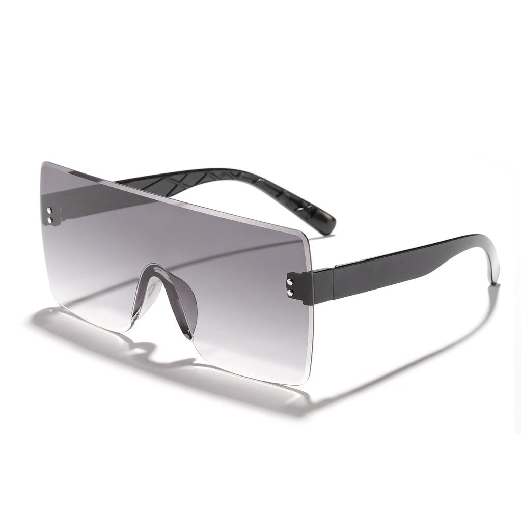 Rennes retro oversized rectangular one-piece sunglasses for men and women showing small faces and gradually changing contrasting colors Outdoor sunsh