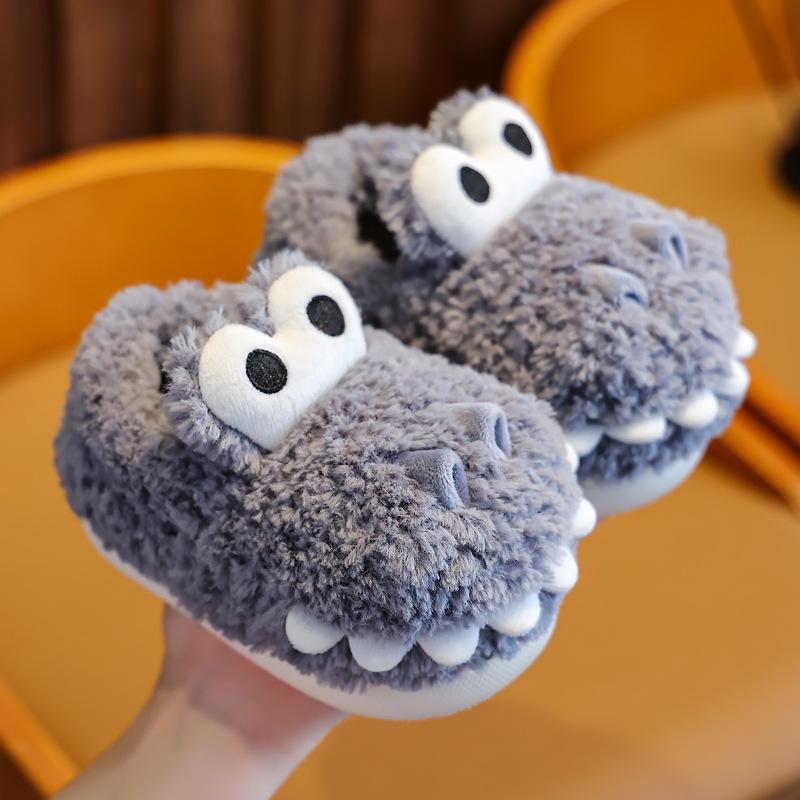 

Милые детские тапочки из хлопка с рисунком крокодила 24-25 inner length 15.5CM серый