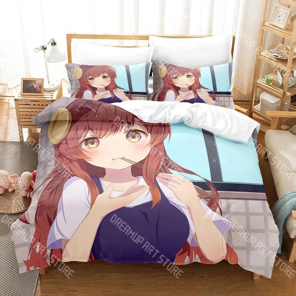 Fashion Anime Girls The Demon Girl Next Door Bedding Set Single Twin Full Queen King Size Bed Set Kids Bedroom Duvetcover Set