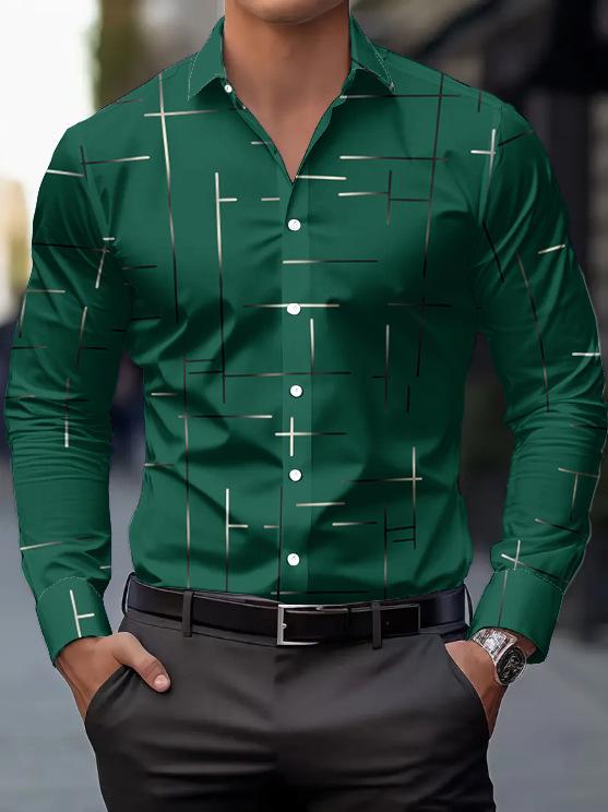European and American Men's Clothing Casual Personality Trendy Men's Long-sleeved 1D Digital Printing Shirt Large Size Shirt Casual Versatile