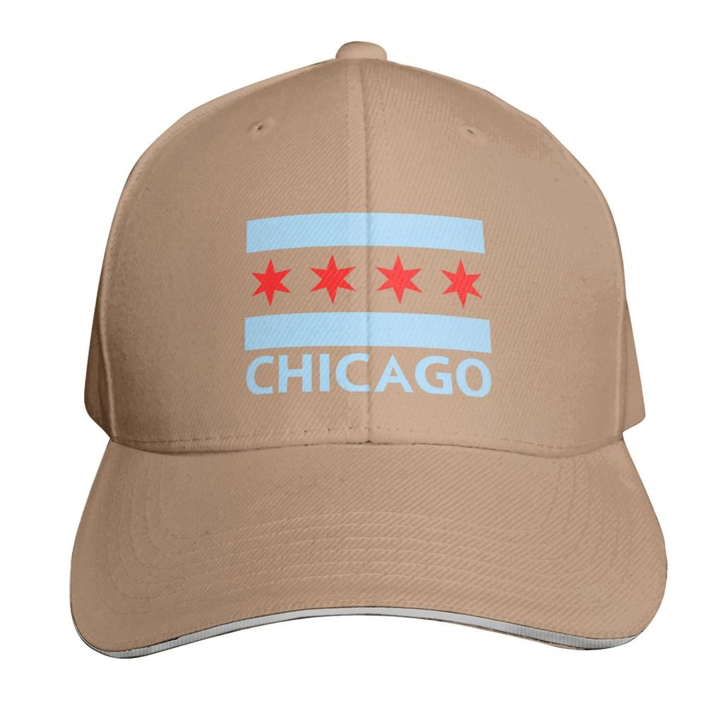 Chicago City Flag Sandwich Hat Baseball Cap Casquette Fit Men And Women Dad Caps White Unisex Adjustable