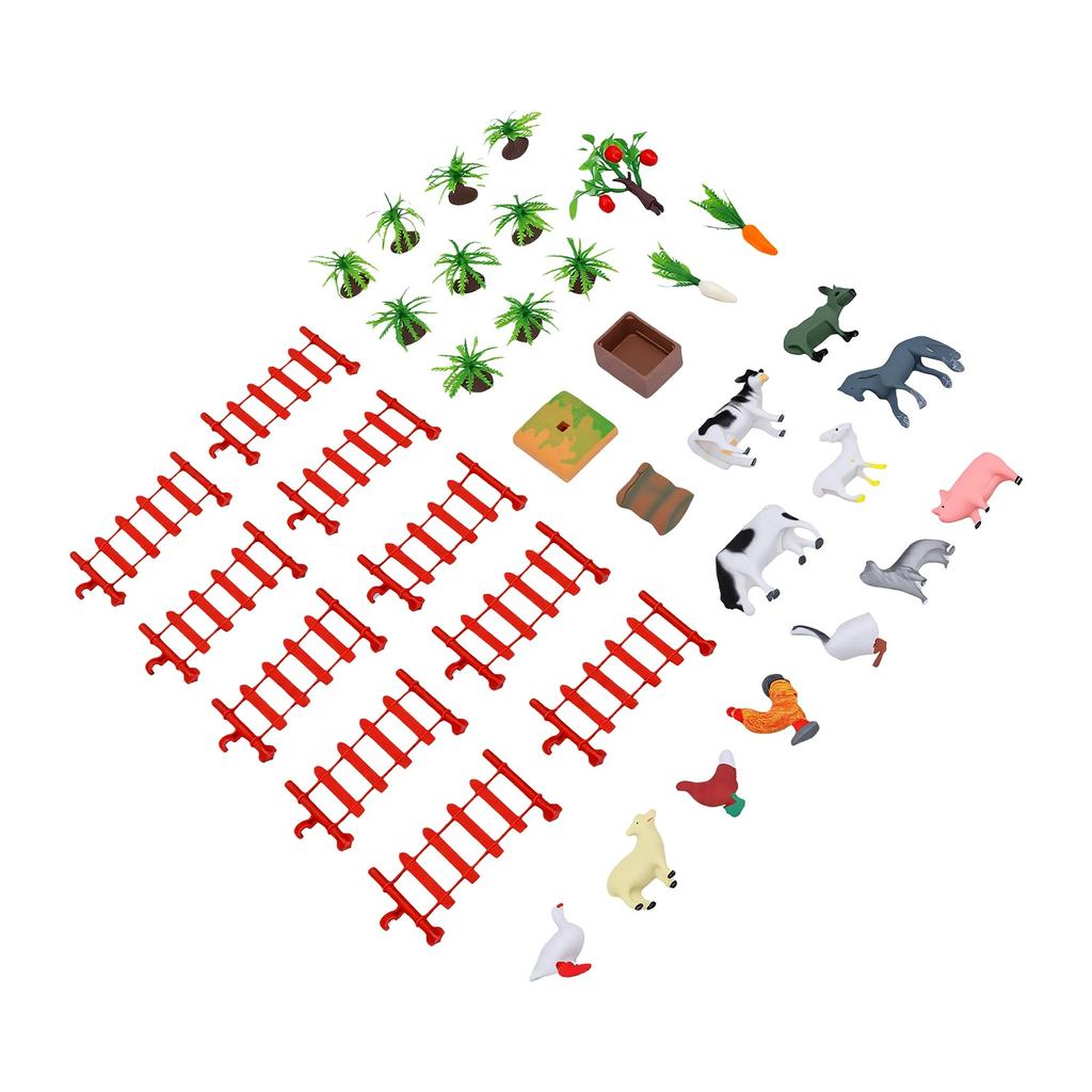 37 PCS Farm Animals Toy Set with Fence Accessories Plastic Lifelike Animals Figures Educational Scene Decor for Kids