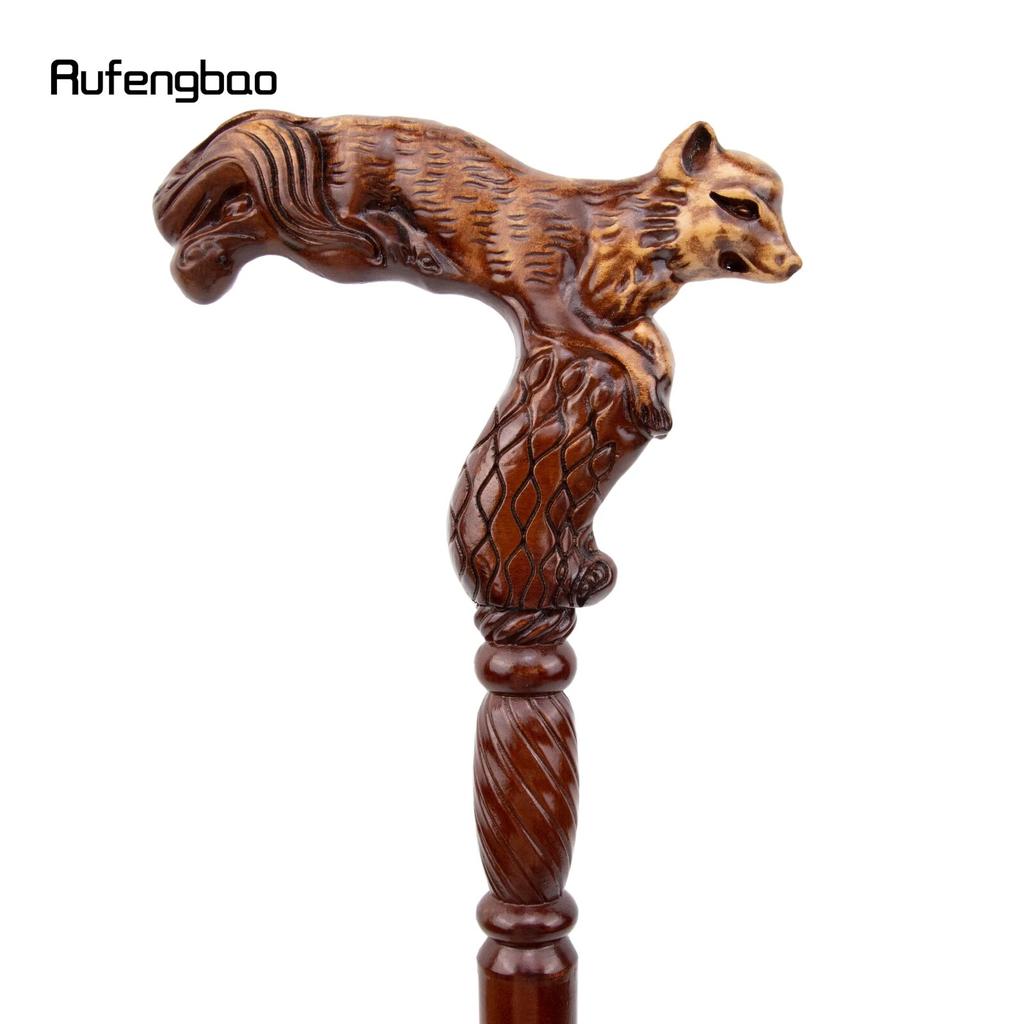 פוקס חום עץ אופנה מקל הליכה דקורטיבי ערפד Cospaly מסיבת עץ מקל הליכה ליל כל הקדושים מייס שרביט Crosier 93 ס"מ