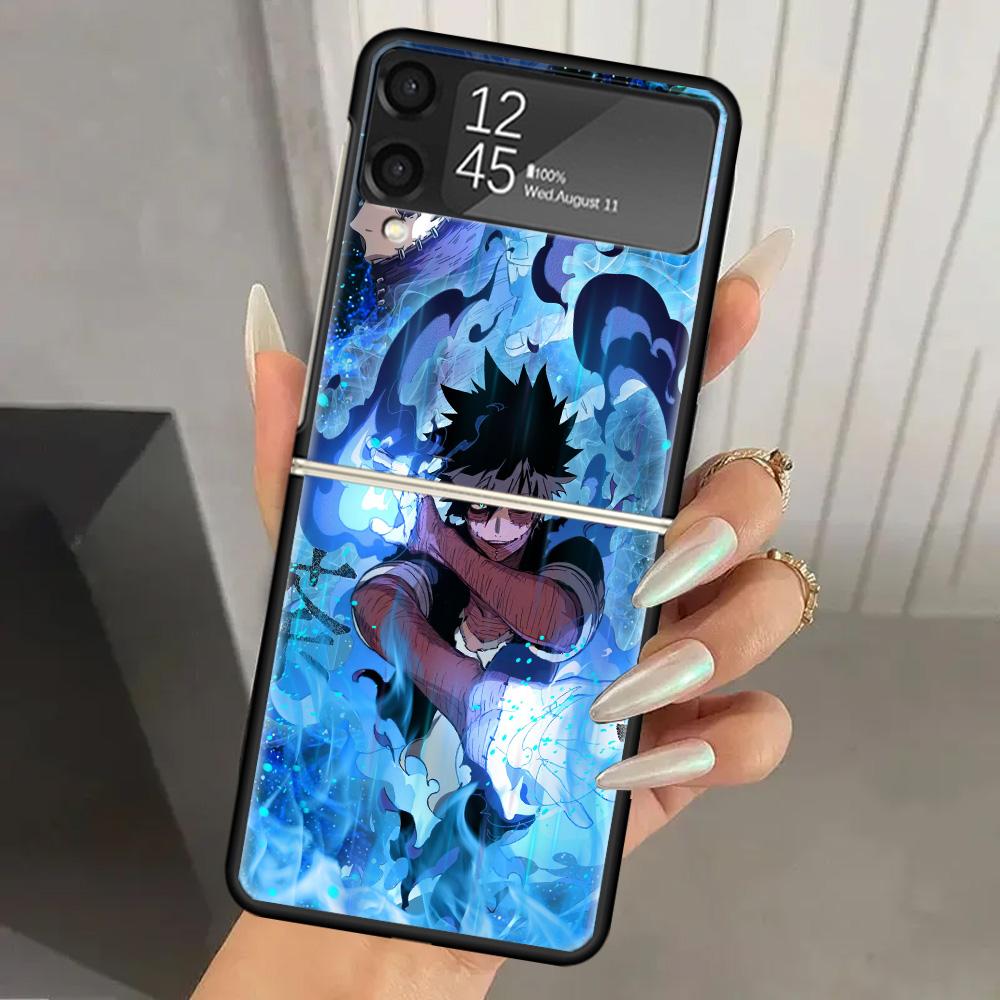 My Hero MHA Dabi Bnha Hard PC Phone Case For Samsung Galaxy Z Flip 7 6 5 4 3 Black ZFlip7 ZFlip6 Flip5 Flip4 Flip3 5G Print Cove