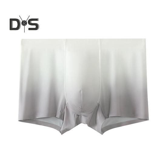 Men Boxer Underwear Breathable Ice Silk U Convex Design Gradient Color Shorts Underwear Seamless Panties Daily Wear