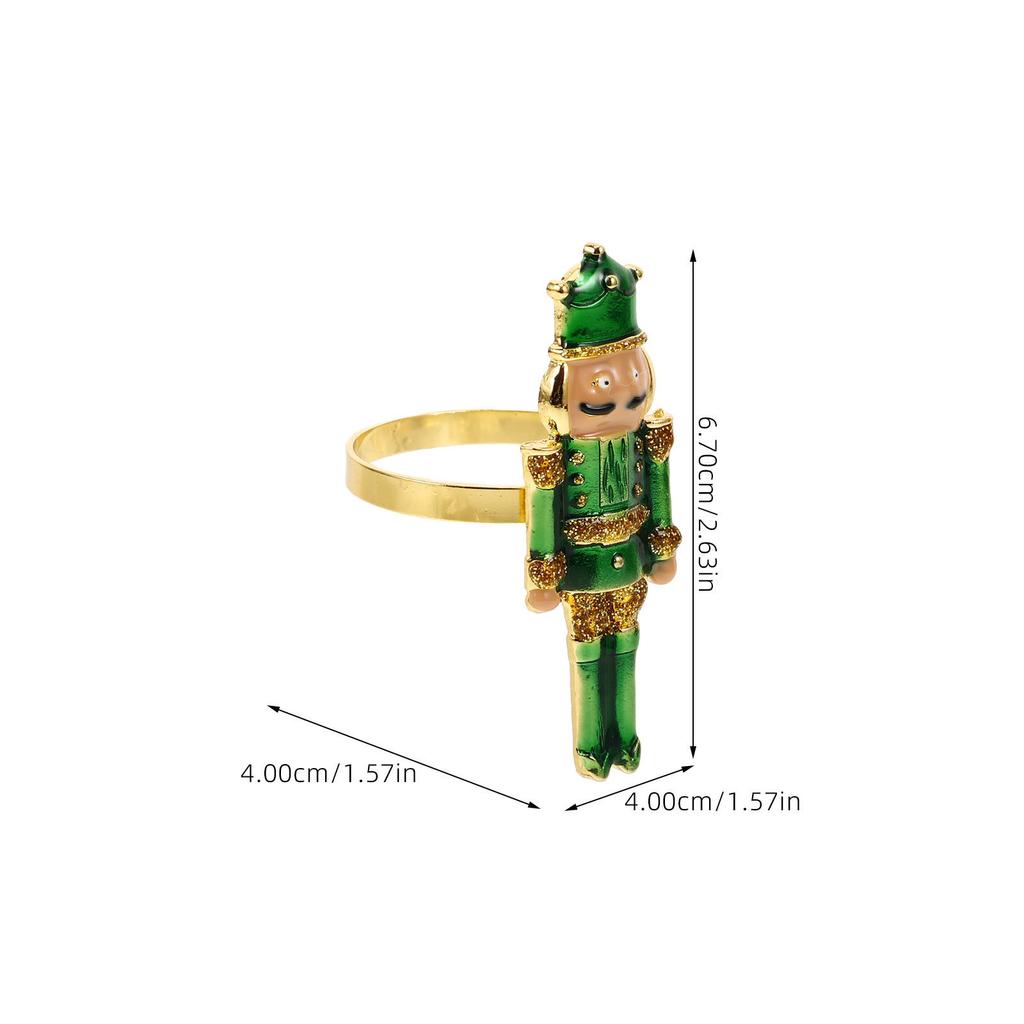 4Pcs Nutcracker Napkin Rings Alloy Reusable Elegant Napkin Buckles Holiday Dining Table Decor Christmas Party Accessories