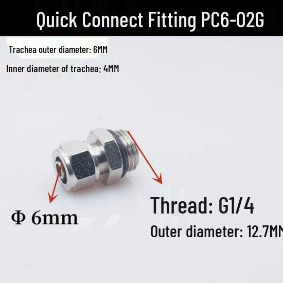Pneumatic Quick Connect Straight Fitting G1/4 PC8-02G PC10-03G PC12-04G with O-ring Seal