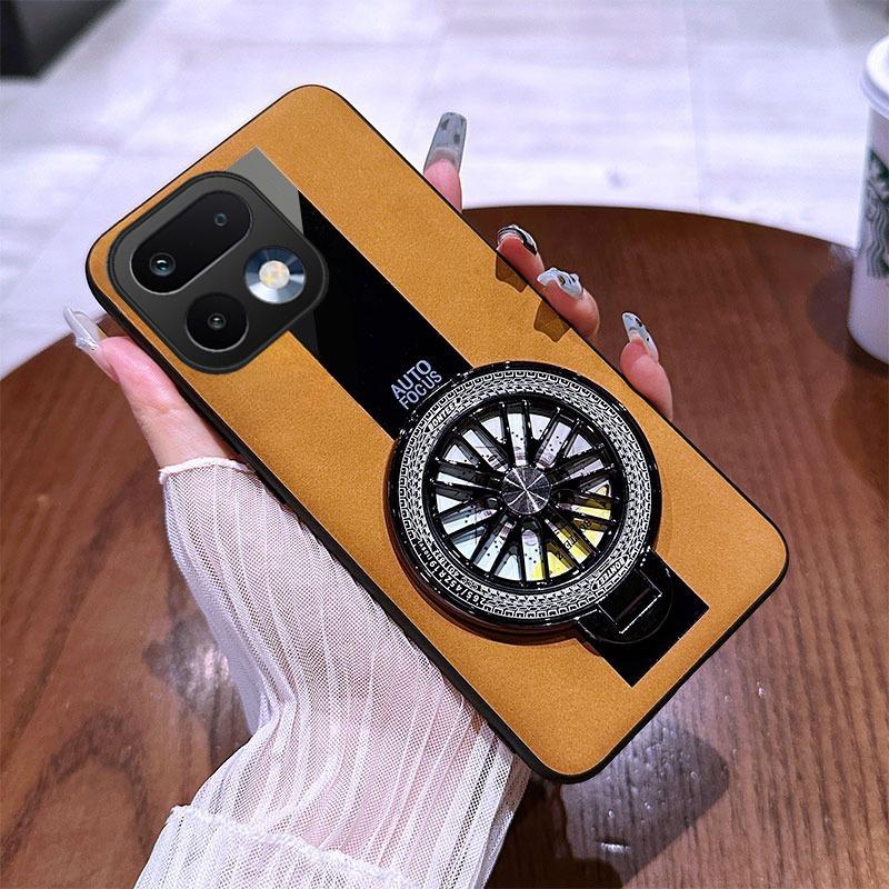 For Realme 16 Pro Case Business Gyro top Bracket Ring Holder Shockproof sheepskin Leather Soft Silicone Fashion for Realme 16 Pro Plus Back Cover