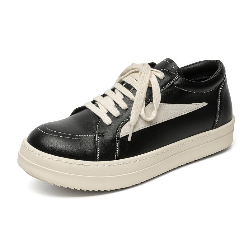 Autumn and Winter American Inverted Triangle Board Shoes Men's Thick-soled Heightening German Training Shoes Tide and Low-top Versatile Casual Leathe