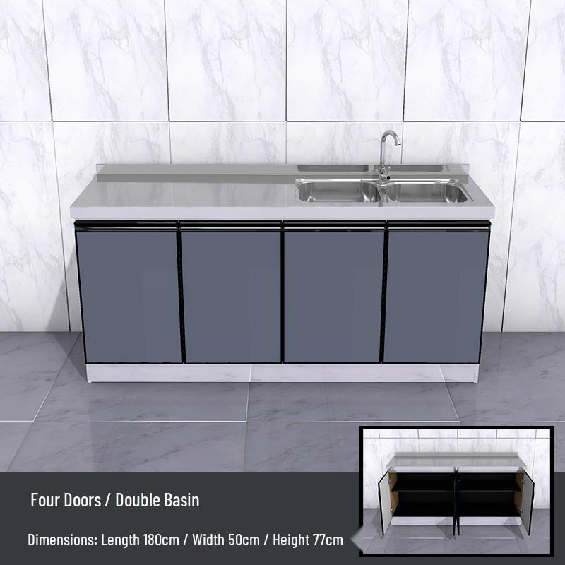 2-Meter Stainless Steel Waterproof Kitchen Cabinet with Sink for Household or Rental Use