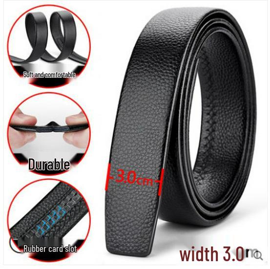 Men's Headless Genuine Leather Belt with Automatic Buckle - Fashionable for Business and Casual Wear