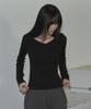 Ledeoli [Ledeoli X Anedin] Slim Fit V-Neck Ribbed Long Sleeve [Black]