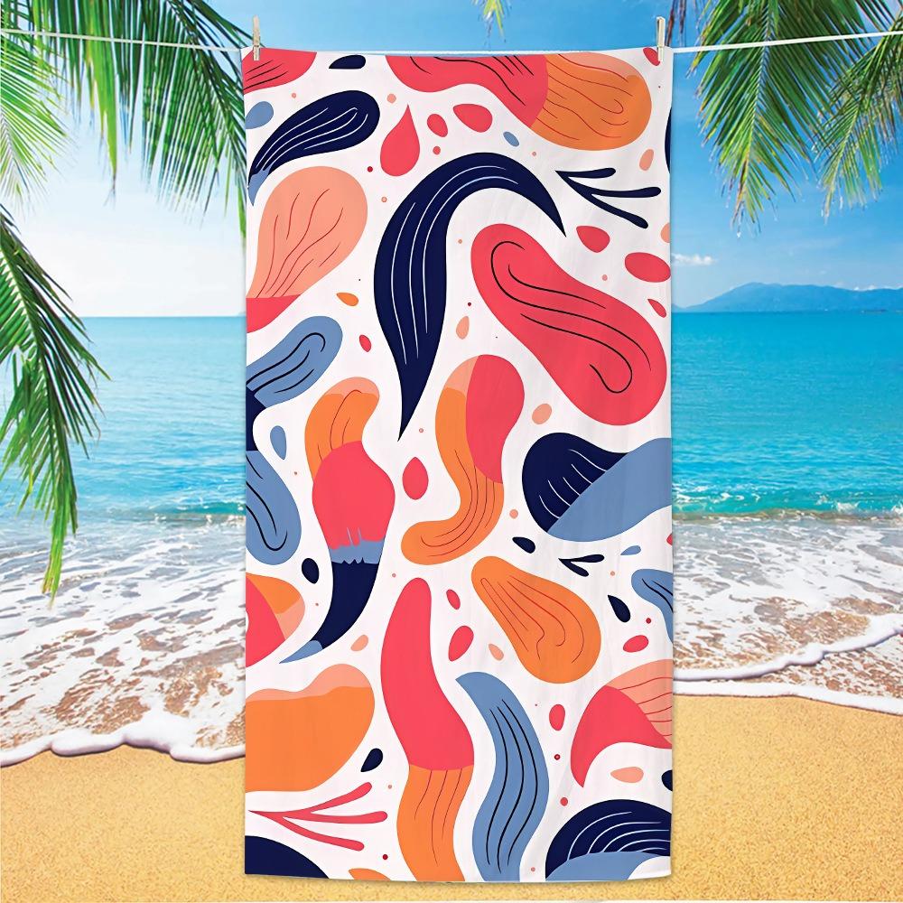 Abstract Geometric Pattern Polyester Beach Towel Bauhaus Style Quick Dry Sand Free Bath Towel for Summer Pool Travel Vacation