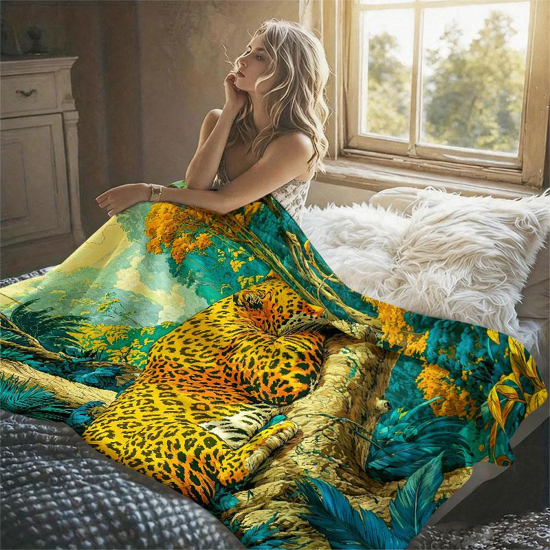 Dschungel Leopard Flanelldecke Warm Weich Halloween Weihnachten Dekorativ Sofa Warm Gemütlich Ganzjahresgeschenk