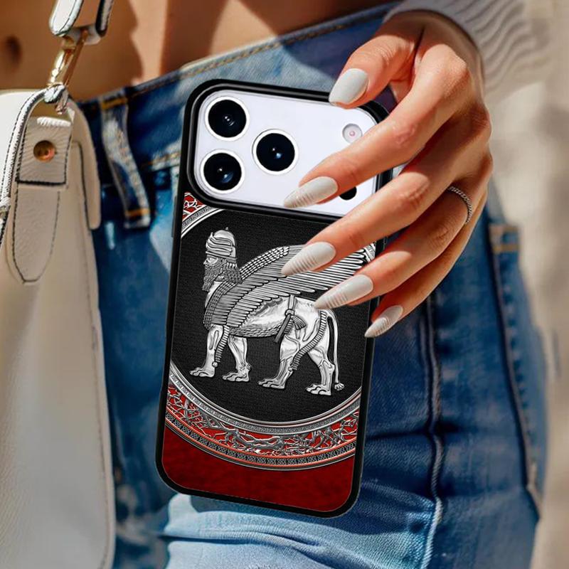 Lamassu Assyrian Winged Lion Phone Case For iPhone 17 Air 14 15 13 12 Max Cover For Apple 14 15 16 16e 11 Pro Max Plus Coque
