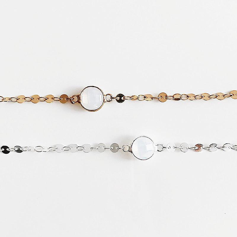 New product, fashionable and retro personality women's temperament opal neck chain, simple handmade disc necklace