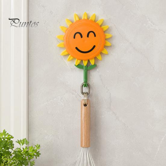 Adhesive Flower Hook Sunflower Wall Hook, Peel And Stick Decorative Hooks Retractable No-Drill Installation Hanger, for Kitchen Bathroom Bedroom