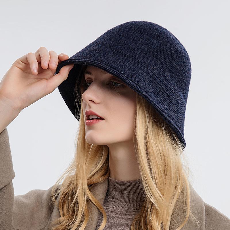Cappello da pescatore lavorato a maglia autunno inverno Cappello da bacino da donna in tinta unita